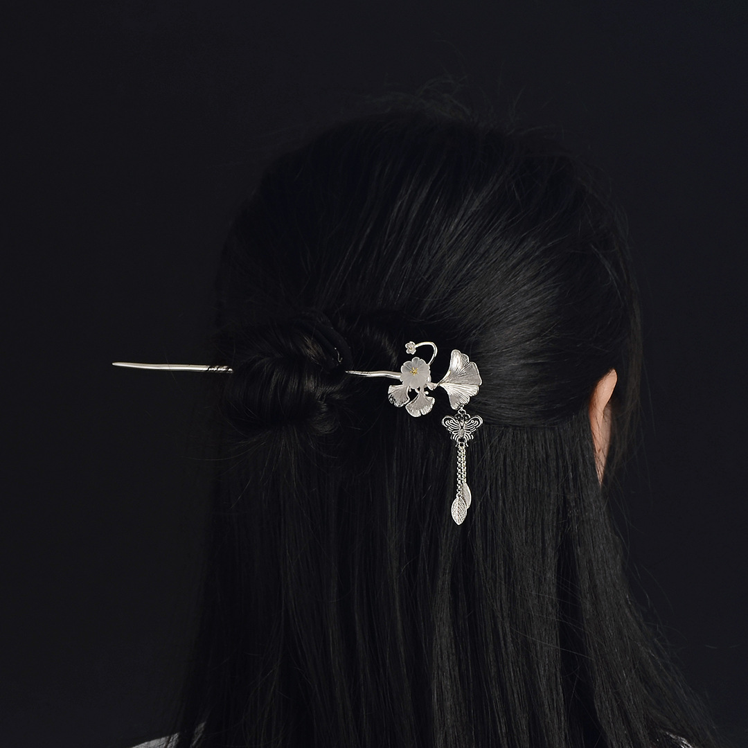 S999 foot silver hairpin