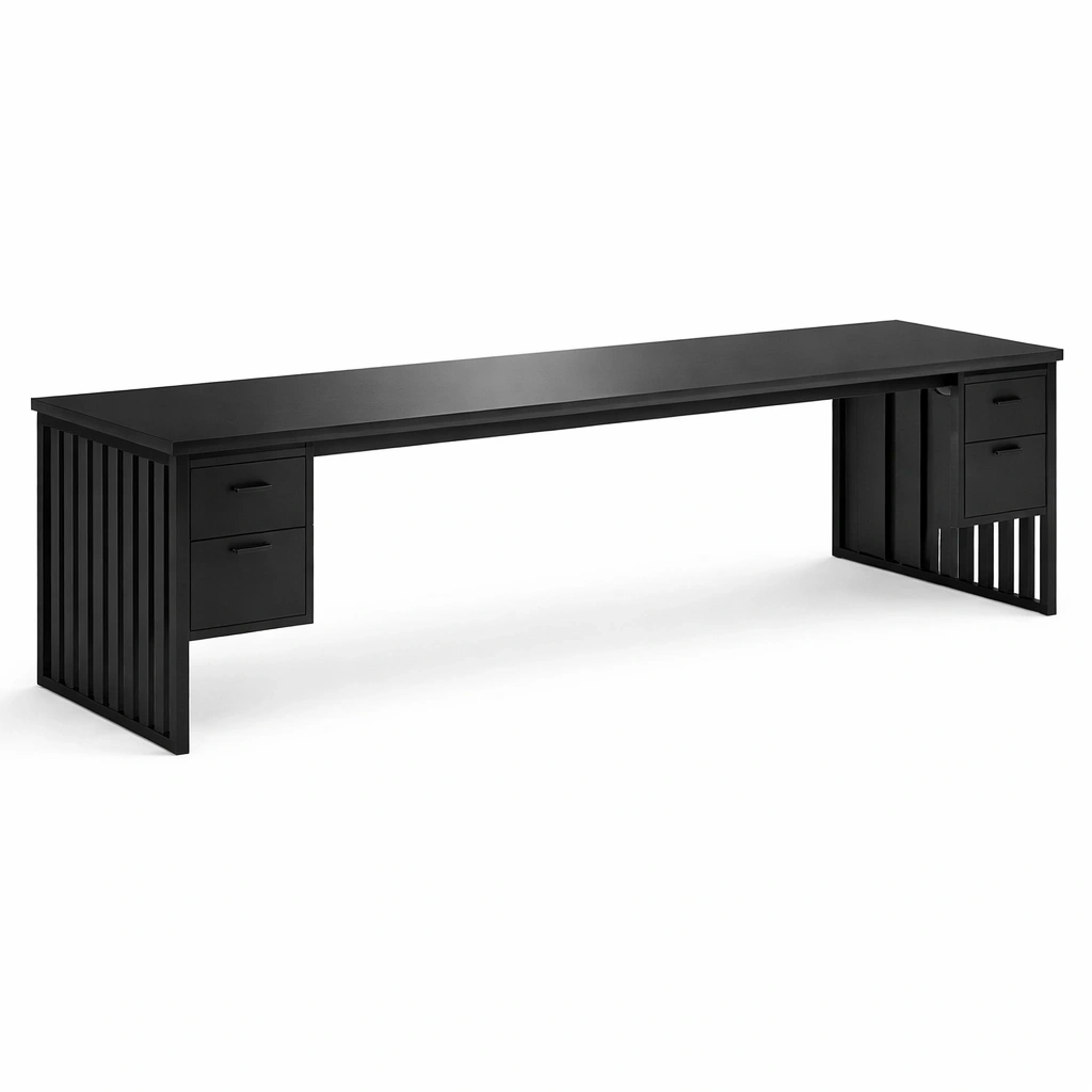 Bureau long noir avec espace de rangement- Arvotrax