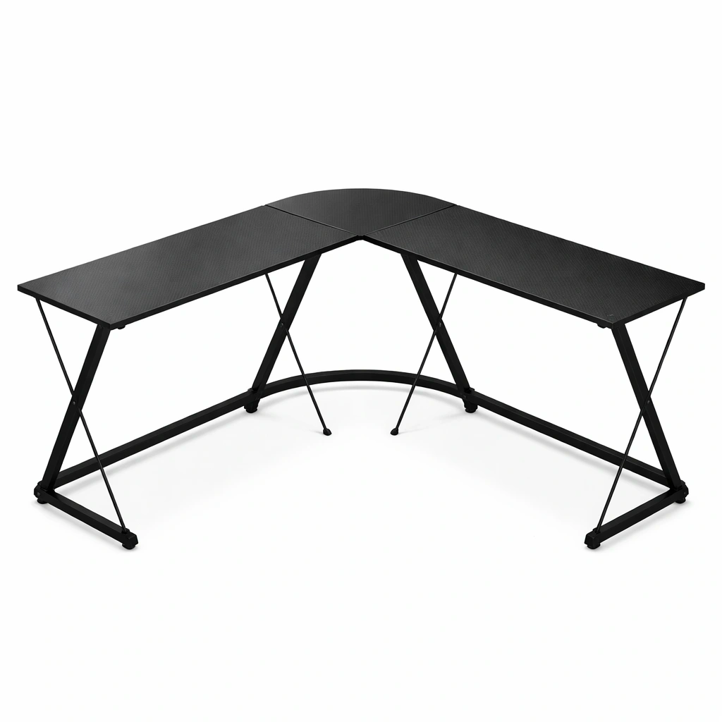 Bureau d'angle noir avec cadre mtallique- Arvotrax