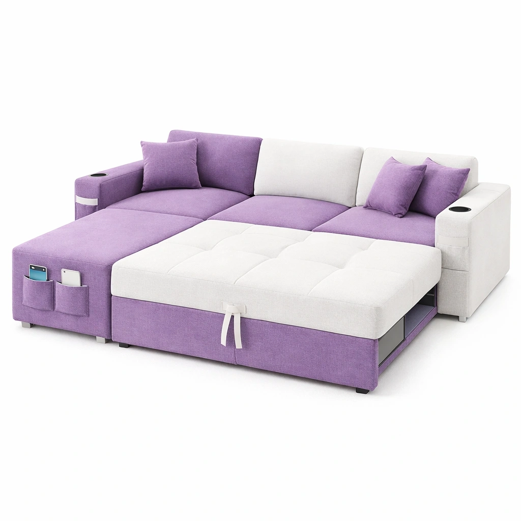 Canap modulable violet et blanc avec rangement- Arvotrax