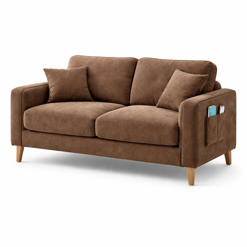 Canap marron avec rangement latral- Arvotrax