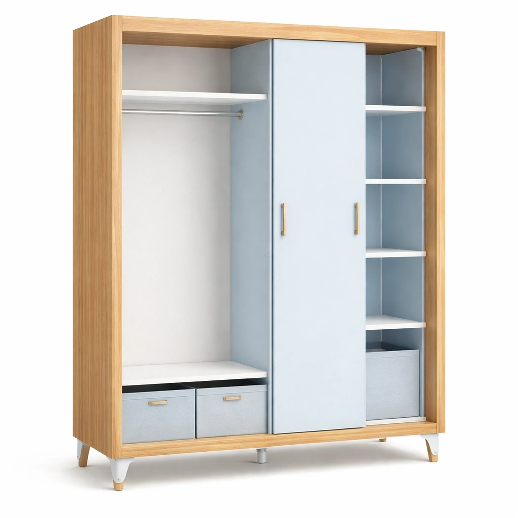 Armoire bleue et bois- Arvotrax