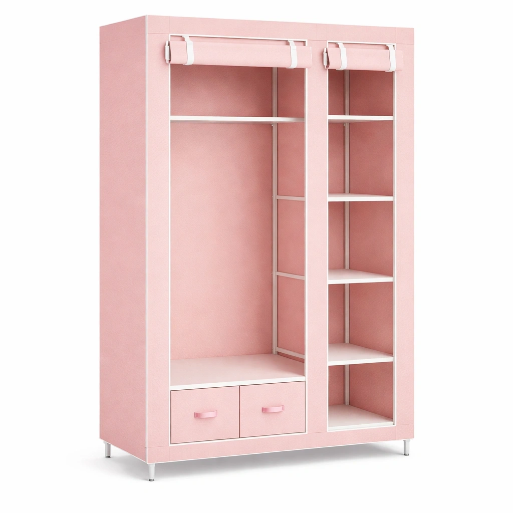 Armoire avec rideau rose- Arvotrax