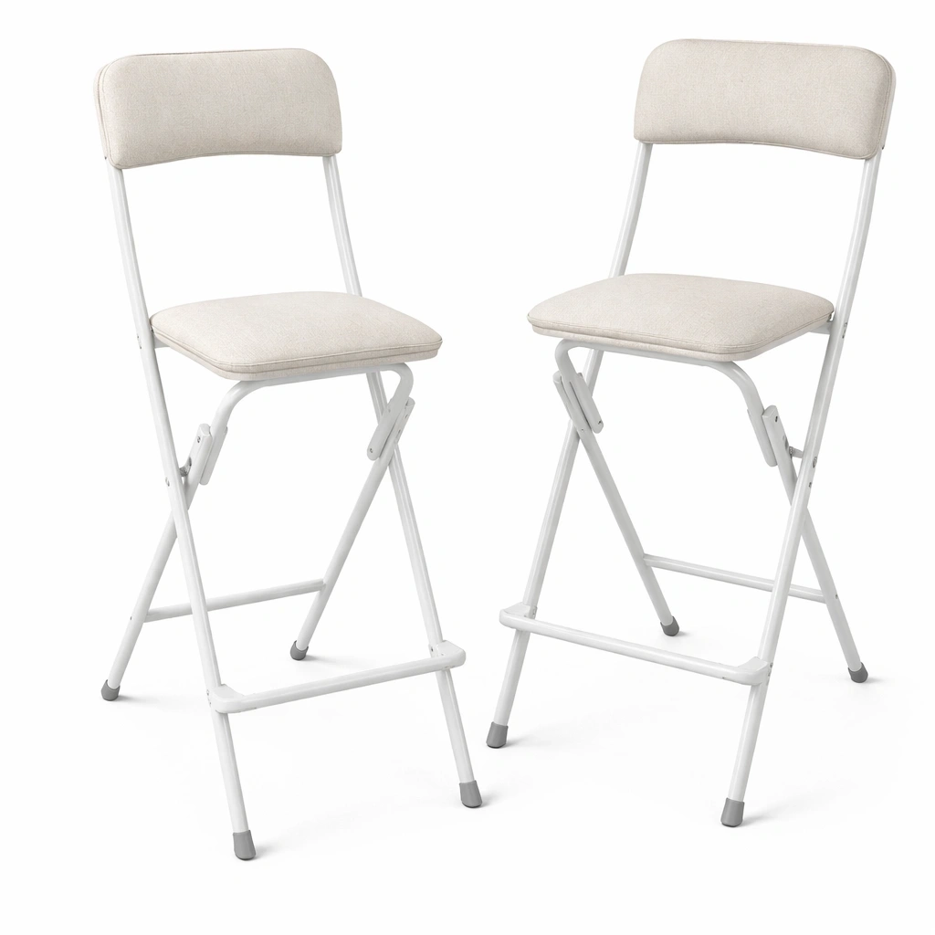 Lot chaises pliantes blanches coussin tissu mtal- Arvotrax