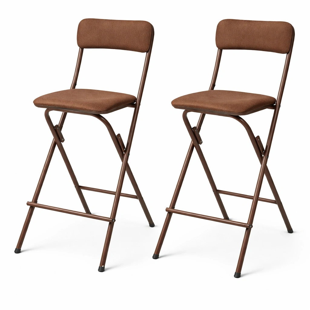 Lot chaises pliantes marron coussin tissu mtal- Arvotrax