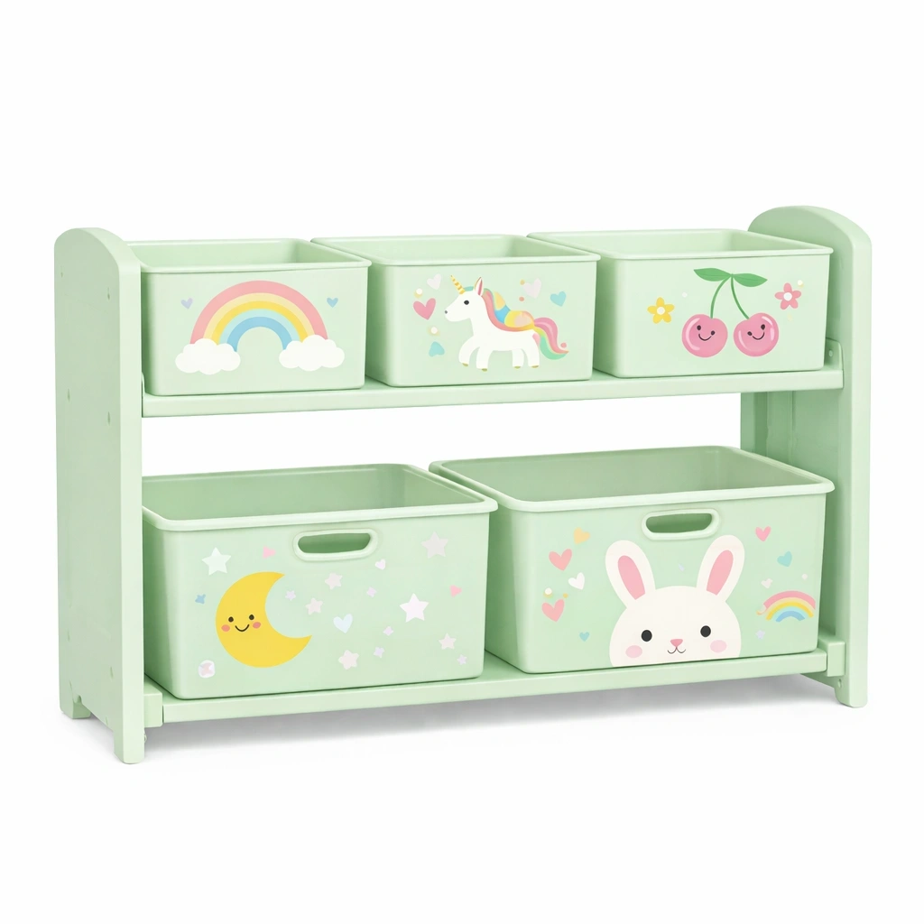 Meuble de rangement enfants avec bacs motifs colors-Lumtravo