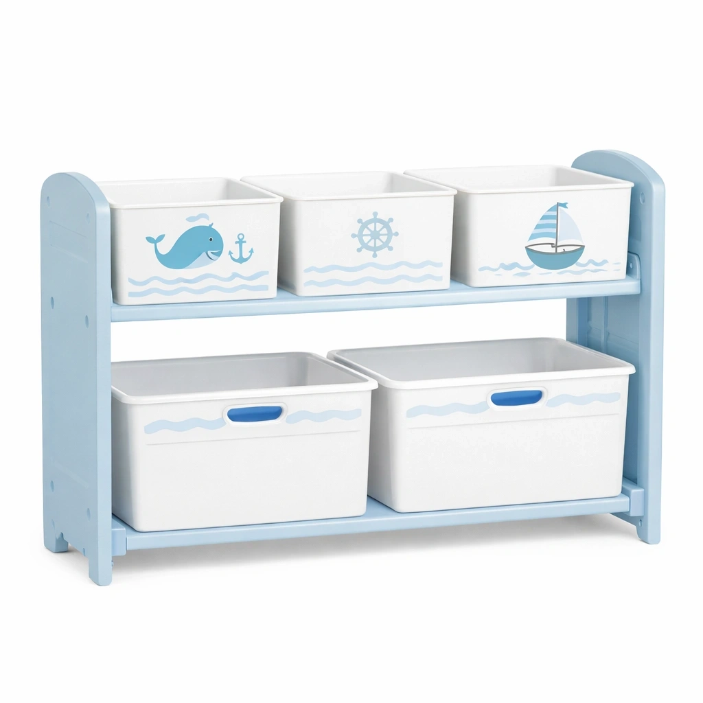 Meuble de rangement enfants thme marin avec bacs-Lumtravo