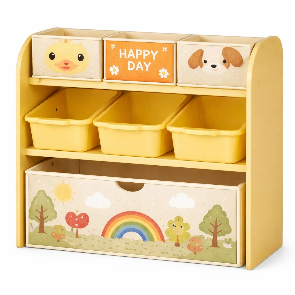 Meuble de rangement enfants avec tiroir infrieur et bacs-Lumtravo