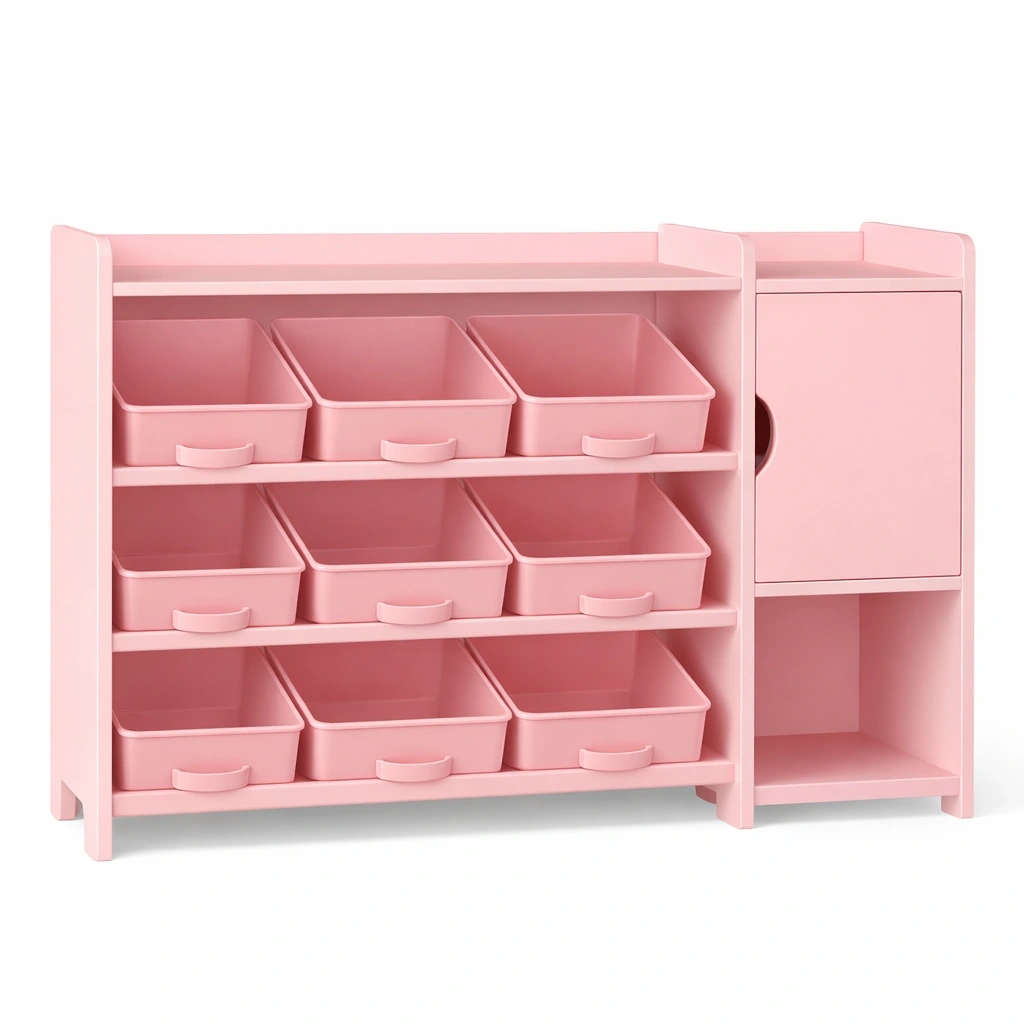 Meuble de rangement enfants avec bacs multiples et armoire-Lumtravo