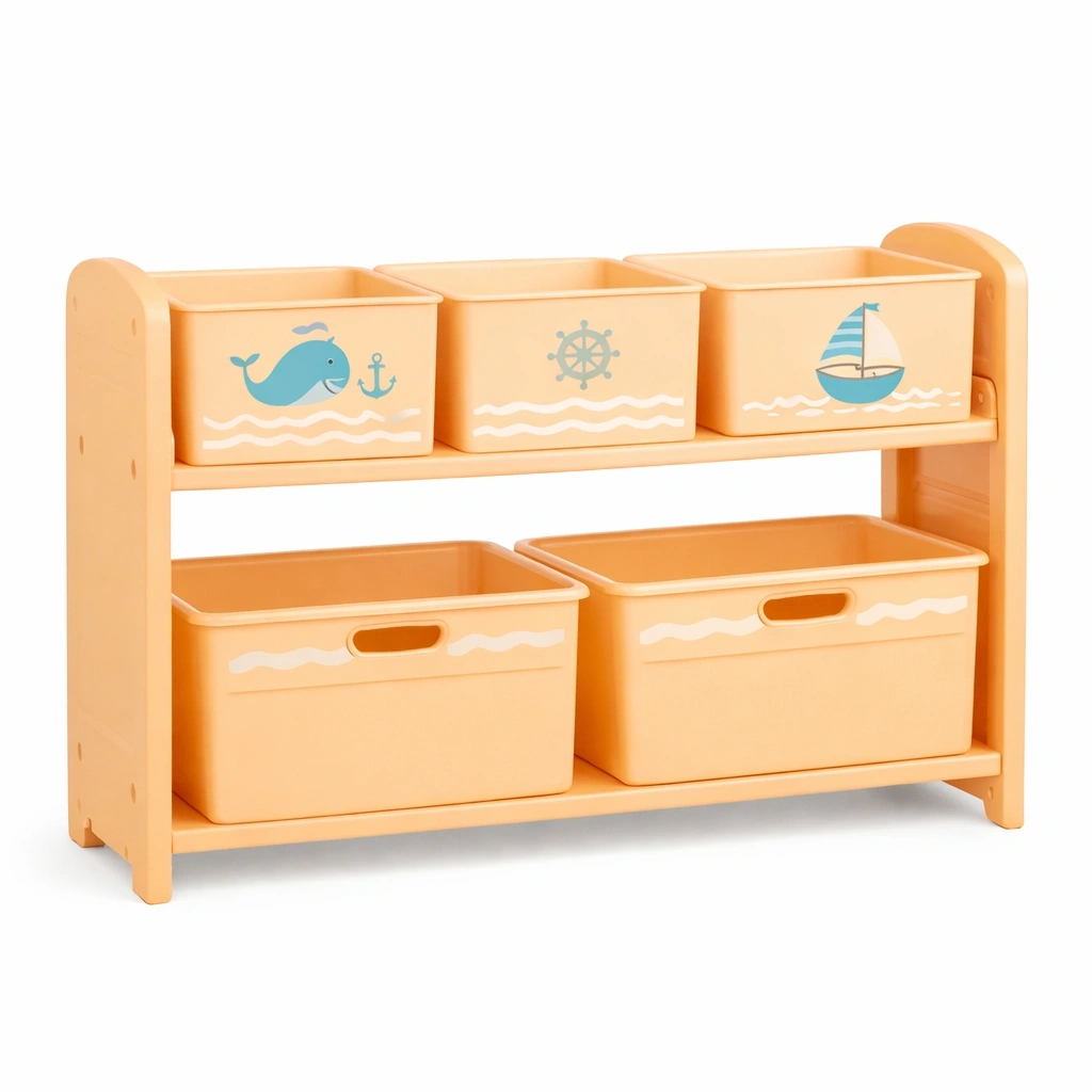 Meuble de rangement enfants avec bacs thme marin-Lumtravo