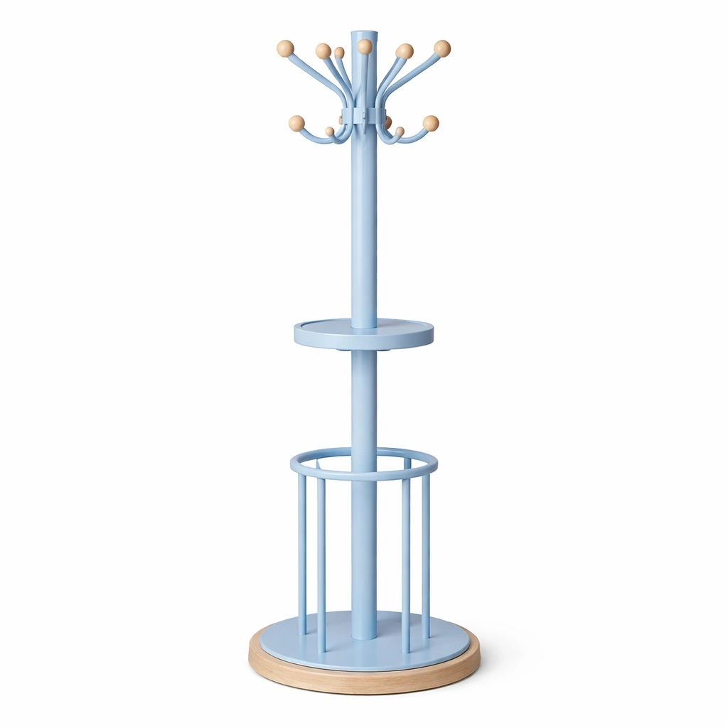 Porte manteau sur pied mtal et bois design moderne-Lumtravo