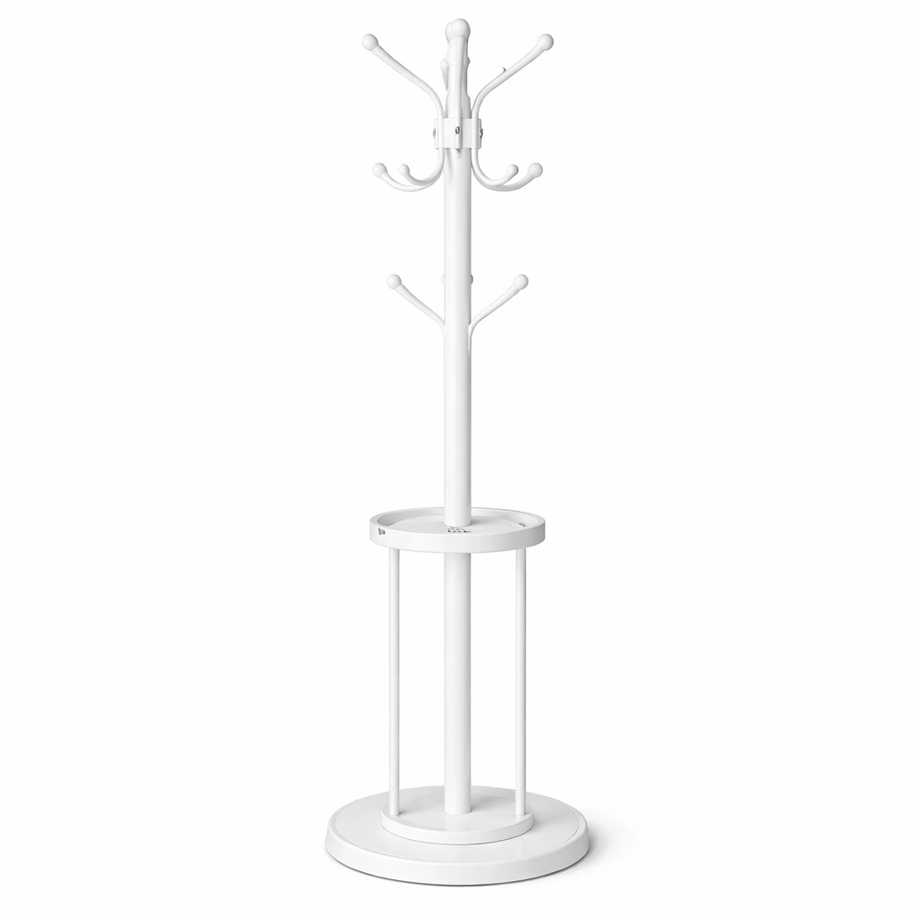 Porte manteau sur pied design classique blanc-Lumtravo