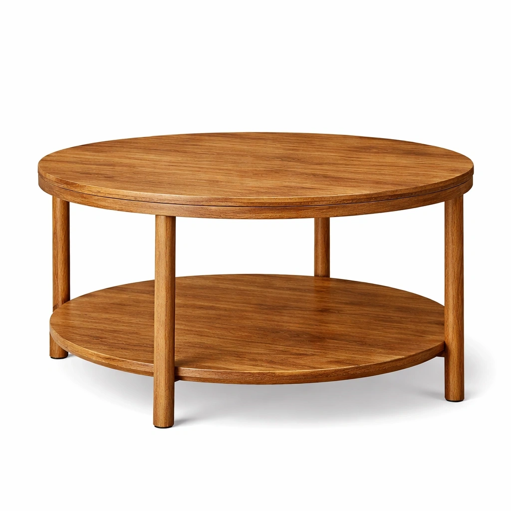 Table Basse Ronde Bois Massif Double Plateau-Lumtravo