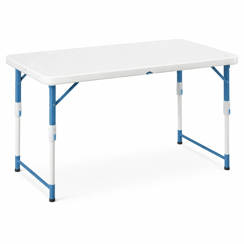 Table Pliante Blanche et Bleu Ajustable-Lumtravo