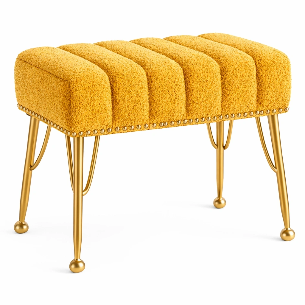 Tabouret Rectangulaire Jaune Tissu Boucl-Lumtravo