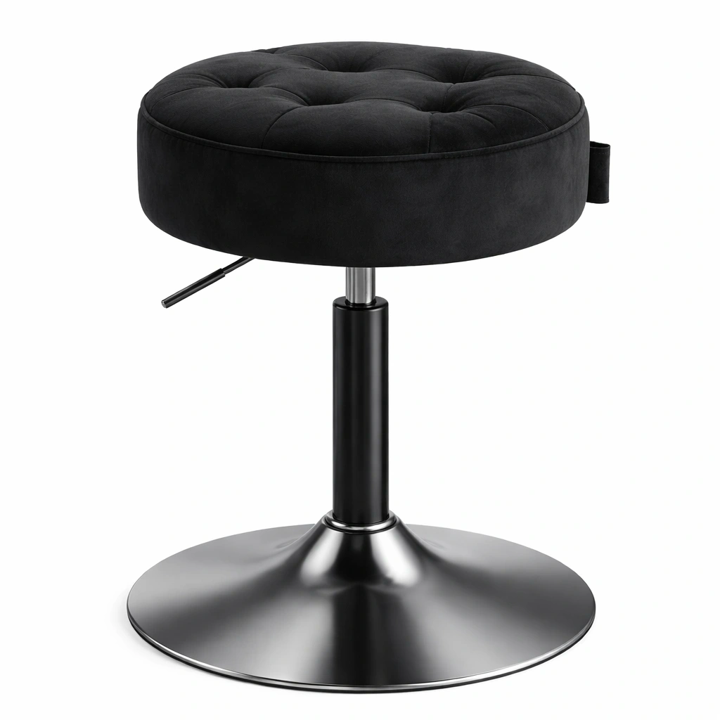 Tabouret Rond Noir Rglable Base Mtal-Lumtravo