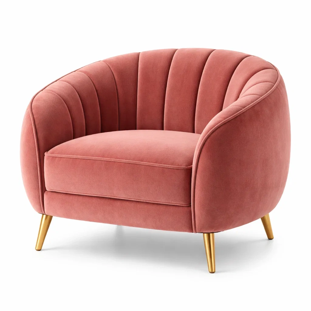 Sessel Samtstoff Rosa mit Stahlbeinen