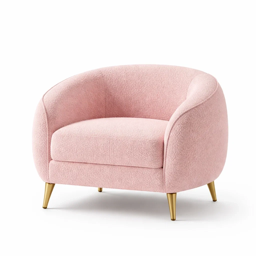 Sessel Bouclé Stoff Rosé mit Metallbeinen 85 x 75 x 70 cm