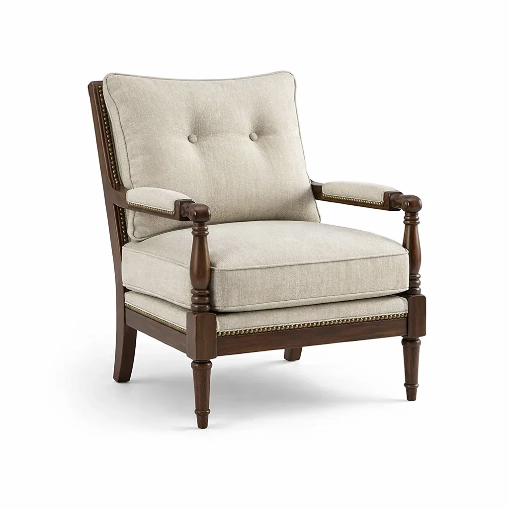 Sessel Eiche Leinen Beige 80 x 75 x 90 cm