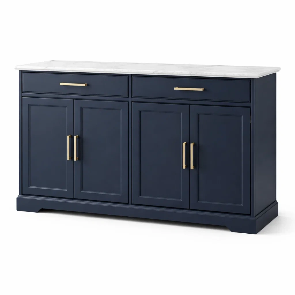 Sideboard MDF Blau mit Marmorplatte