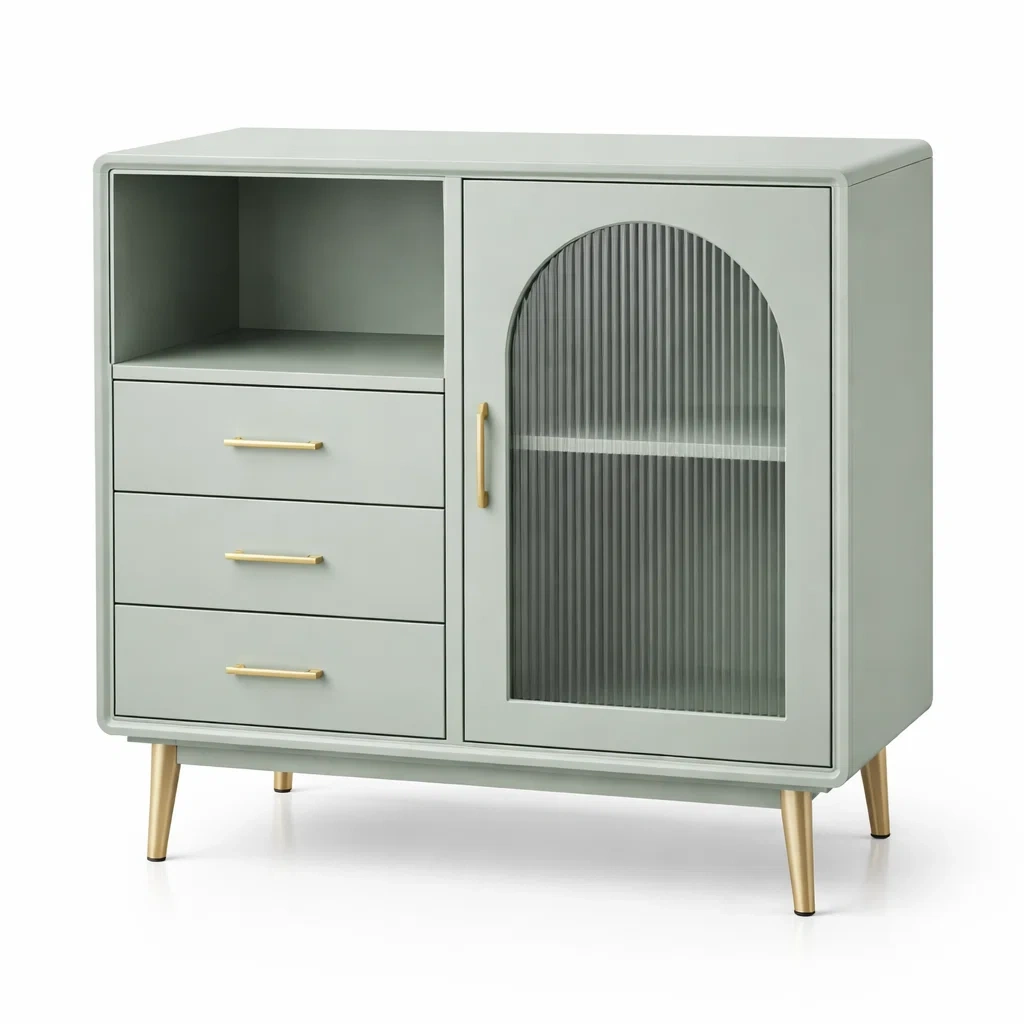 Sideboard MDF Glas Goldgrün 90 x 40 x 80 cm