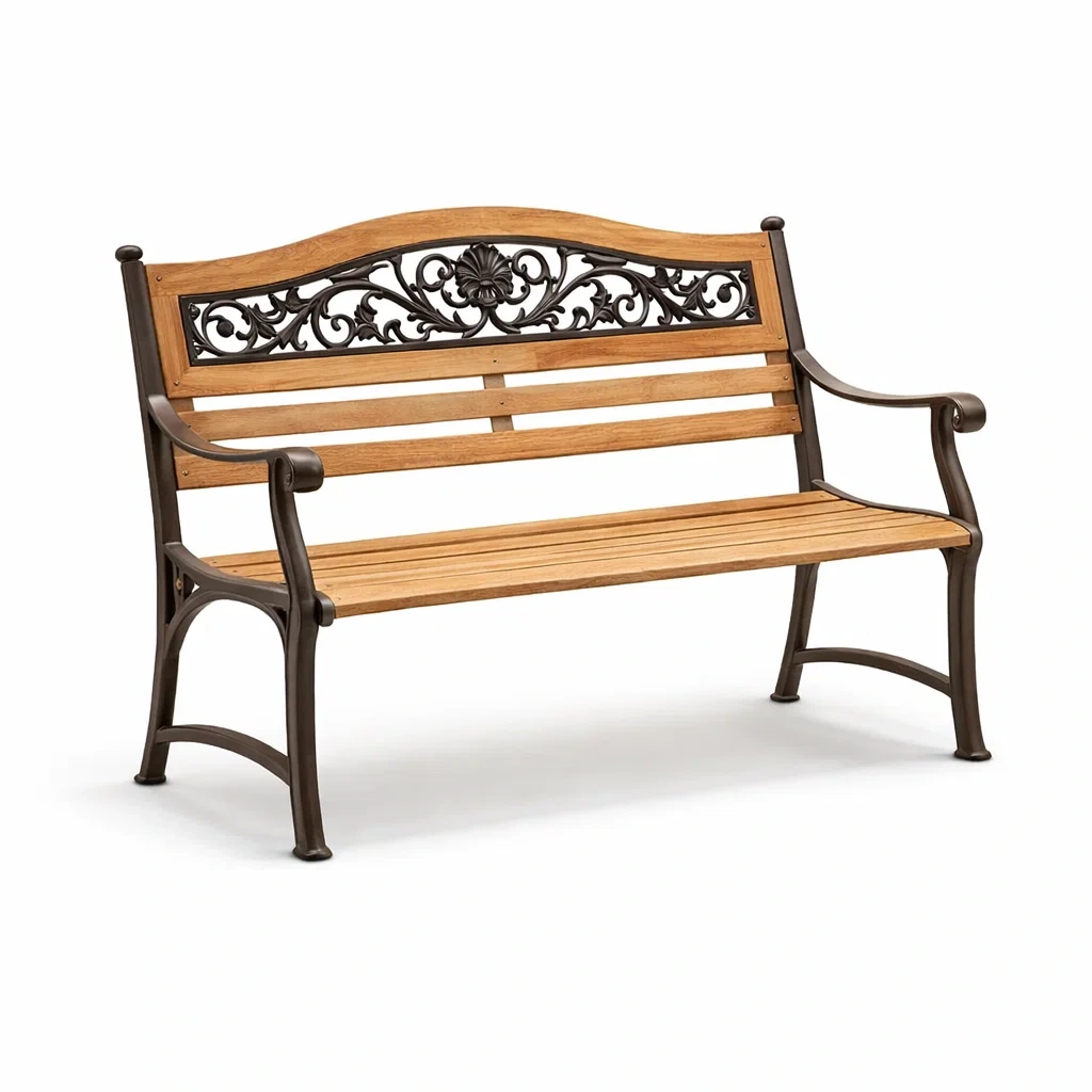 Sitzbank Holz Gusseisen Braun Schwarz