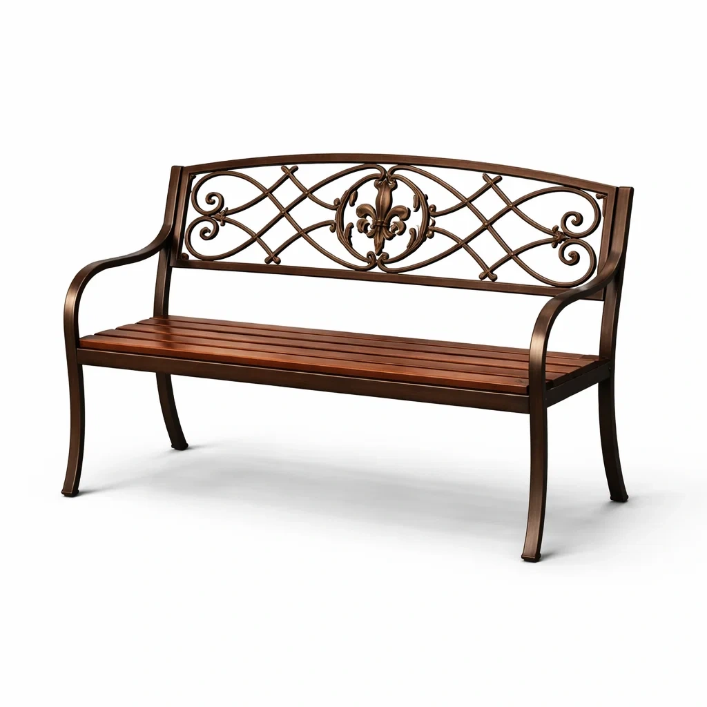 Sitzbank Gusseisenrahmen Hartholzsitz Braun