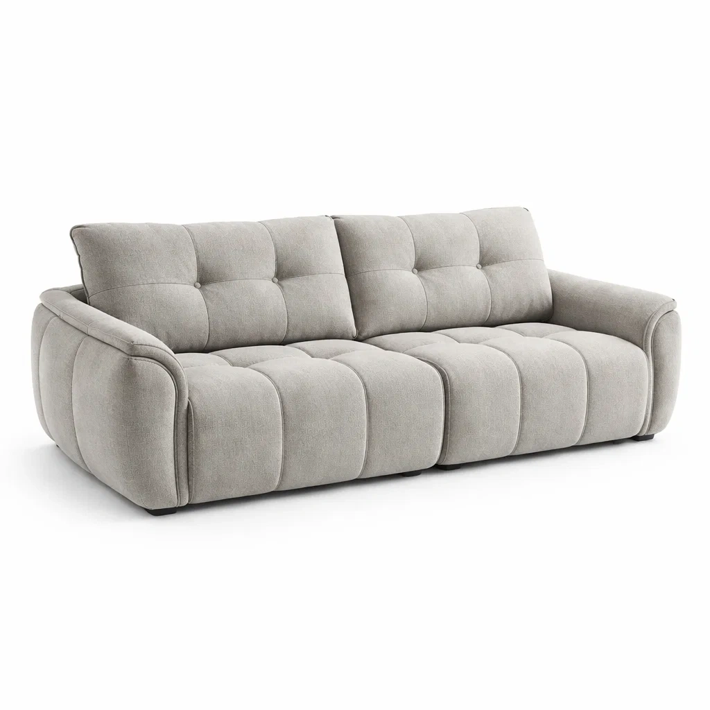 Sofa Stoff Beige Dreisitzer