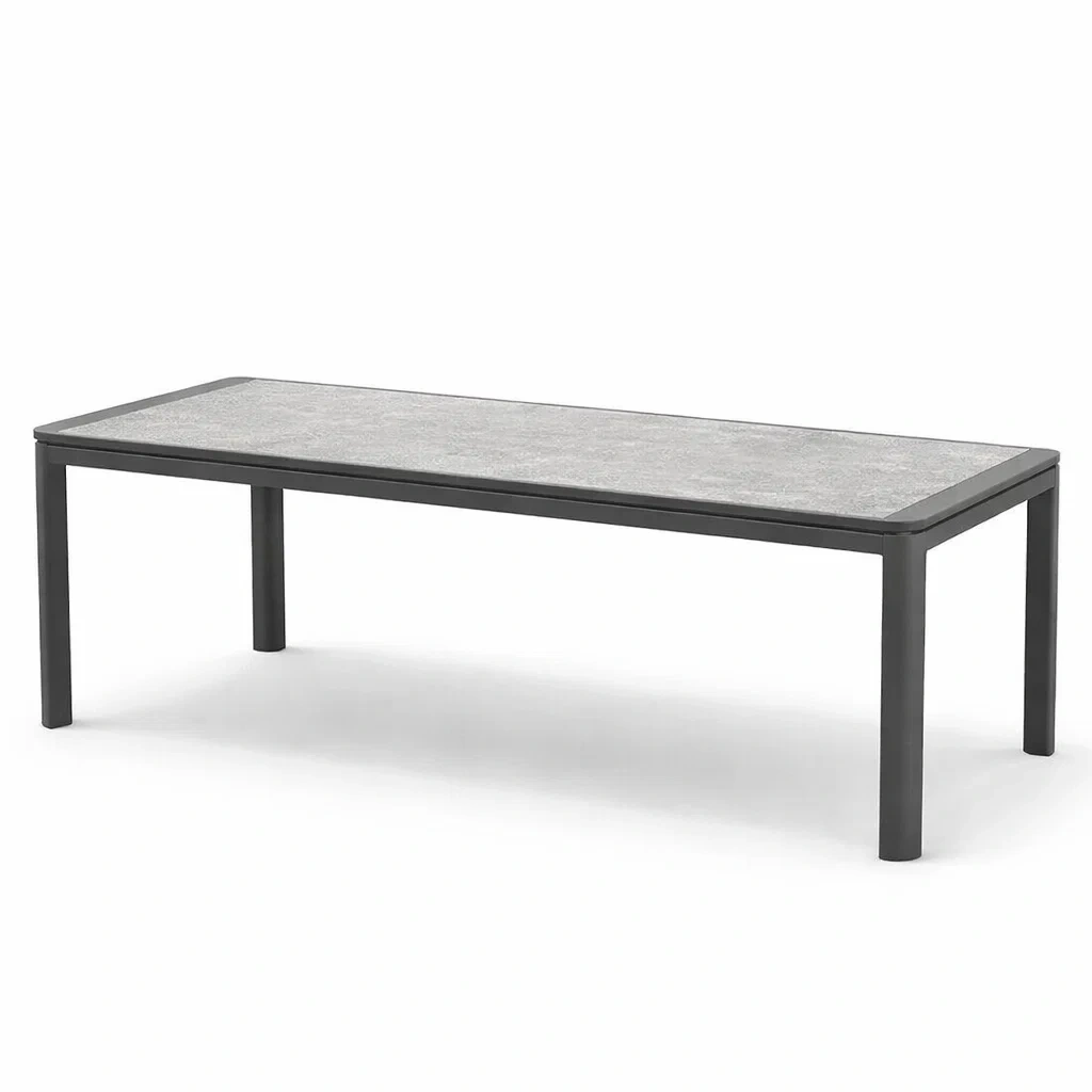 Tisch Aluminium Keramik Grau rechteckig 200 x 90 x 75 cm