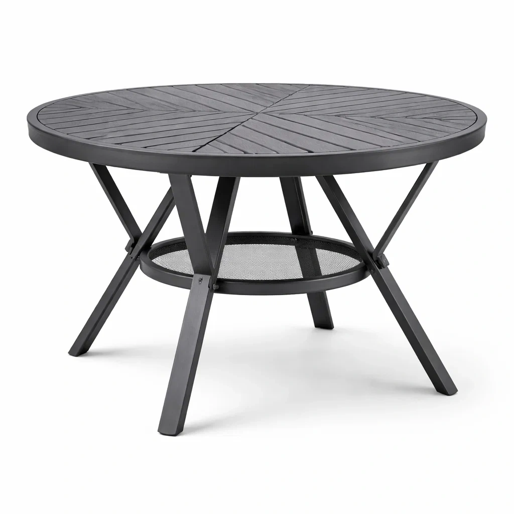 Tisch Aluminium Holzoptik Schwarz rund