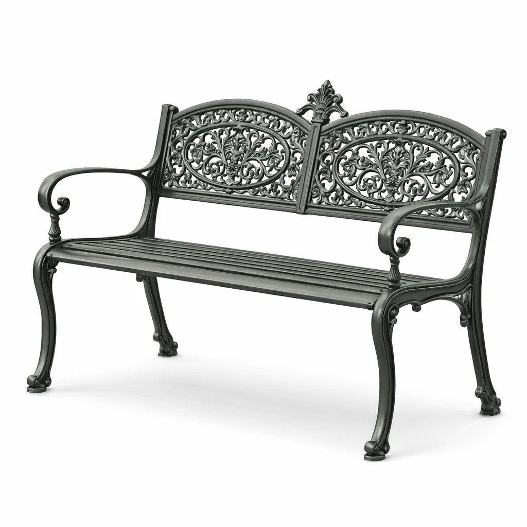 Sitzbank Gusseisen Schwarz 128 x 51 x 80 cm