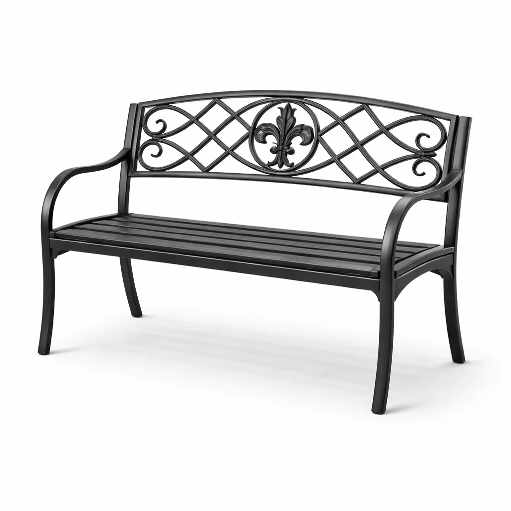 Sitzbank Metall Schwarz 128 x 50 x 90 cm