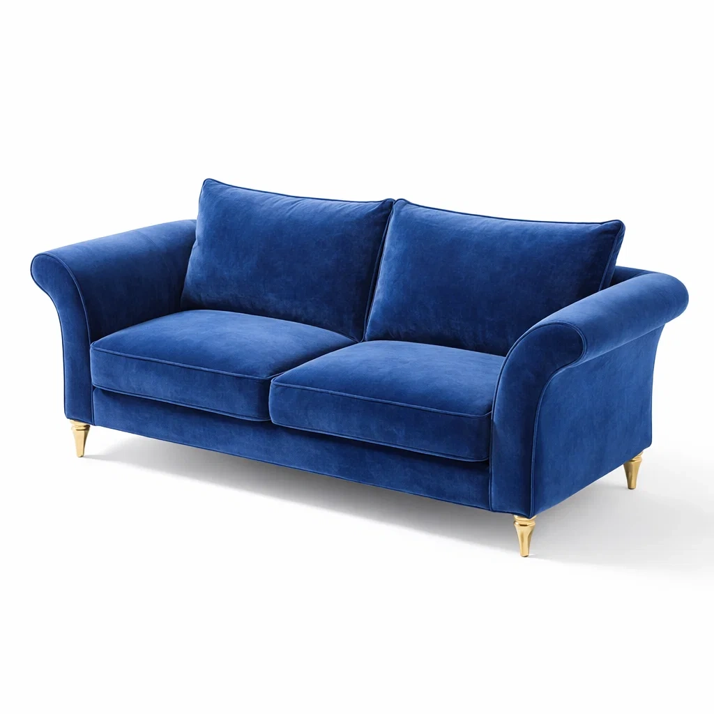 Sofa Samt Blau Zweisitzer