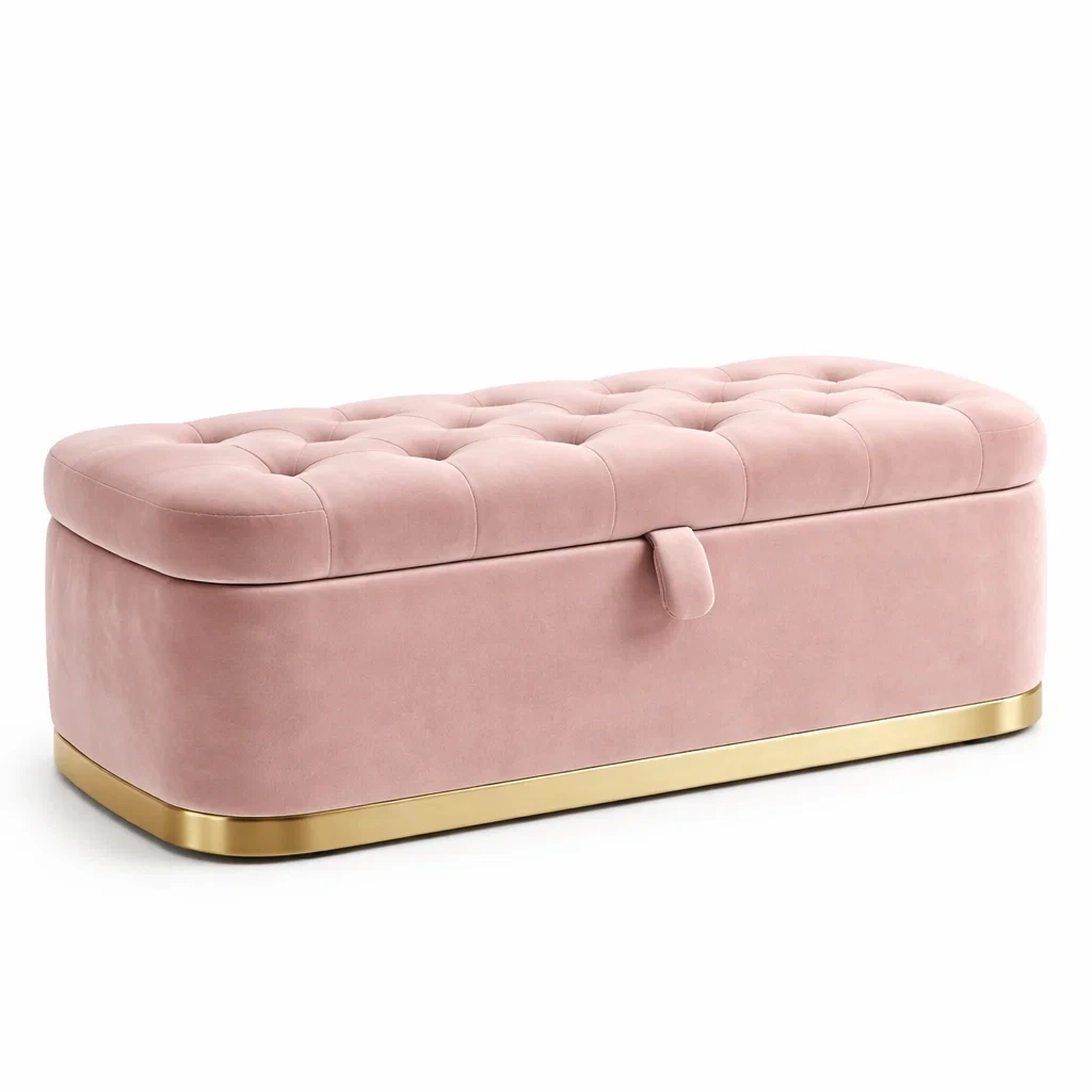 Truhenbank Samt Rosa mit Stauraum