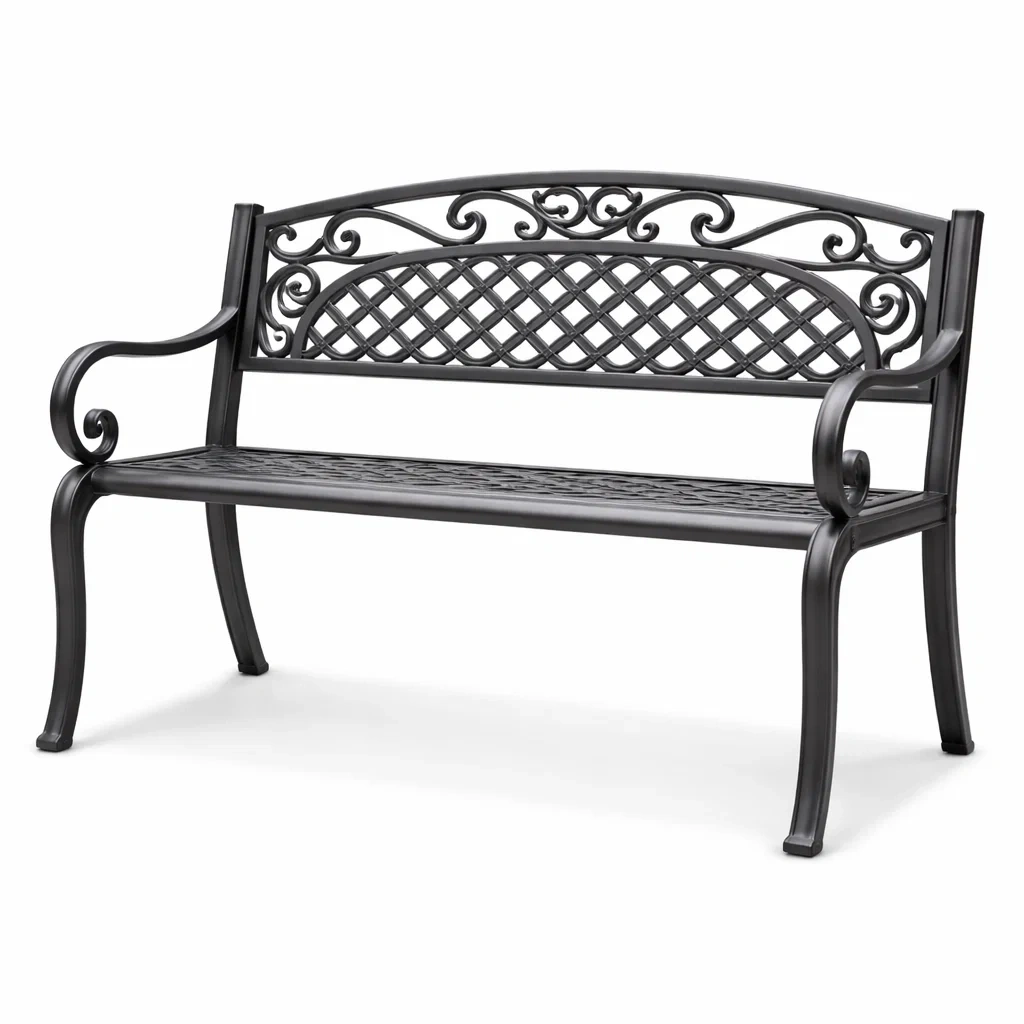 Sitzbank Metall Schwarz 128 x 50 x 84 cm