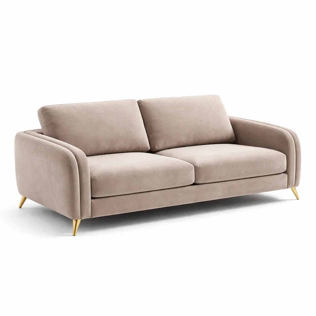 Sofa Samt Beige Dreisitzer