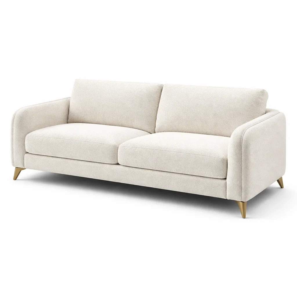 Sofa Stoff Weiß Dreisitzer