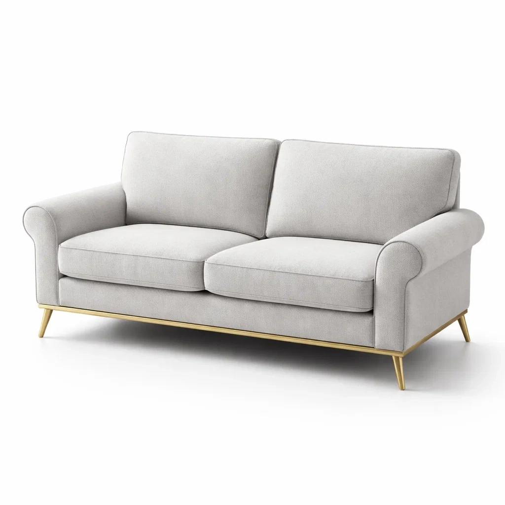 Sofa Stoff Grau Zweisitzer mit Metallrahmen 200 x 90 x 85 cm