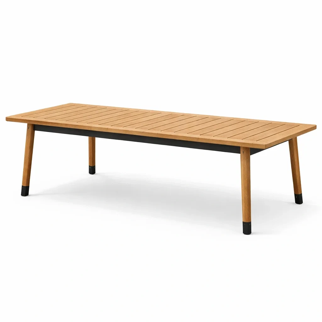 Tisch Teakholz Schwarz rechteckig 200 x 80 x 75 cm