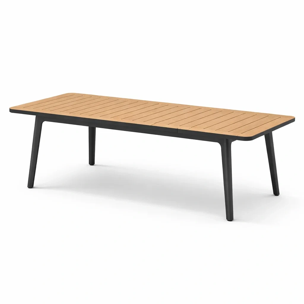 Tisch Aluminium Kunststoff Holzoptik rechteckig