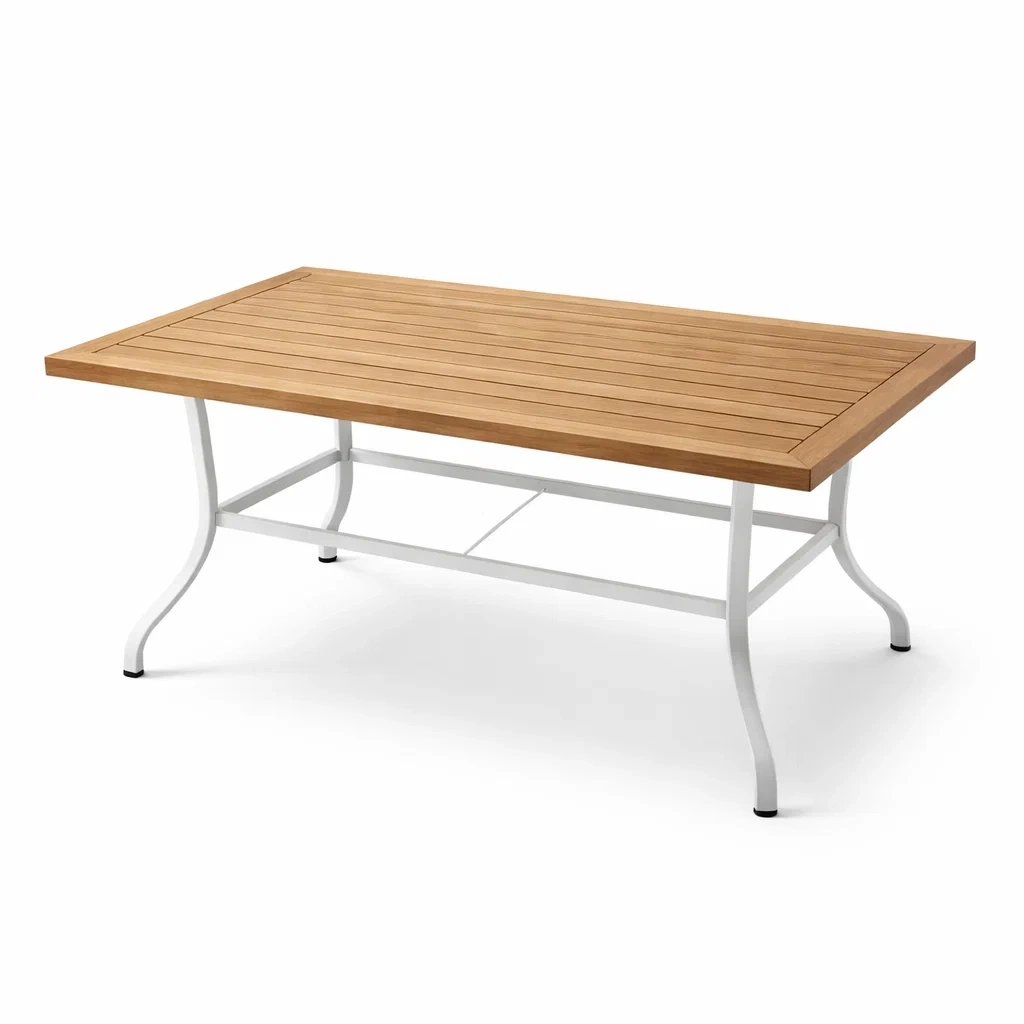 Tisch Akazienholz mit Metallgestell rechteckig 180 x 90 x 75 cm