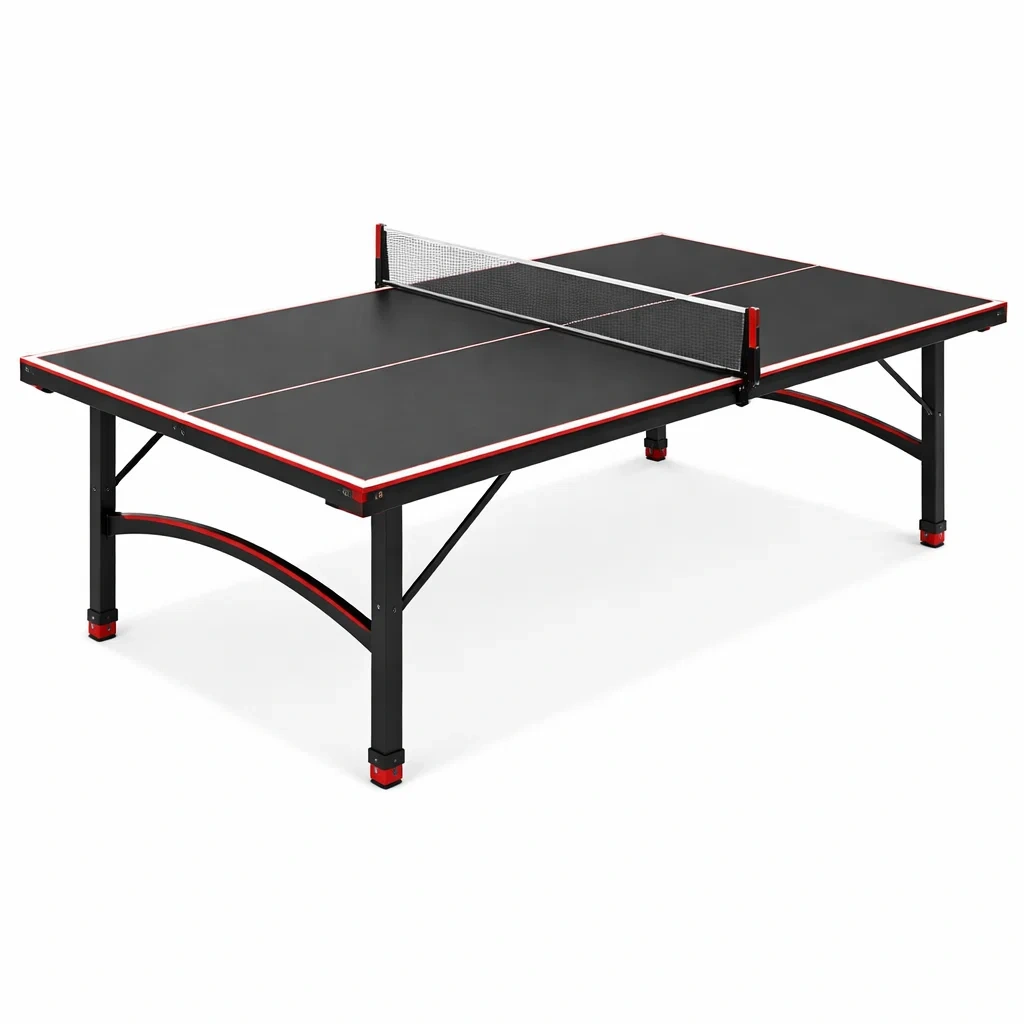 Tischtennisplatte MDF Stahl Schwarz Rot 274 x 152.5 x 76 cm