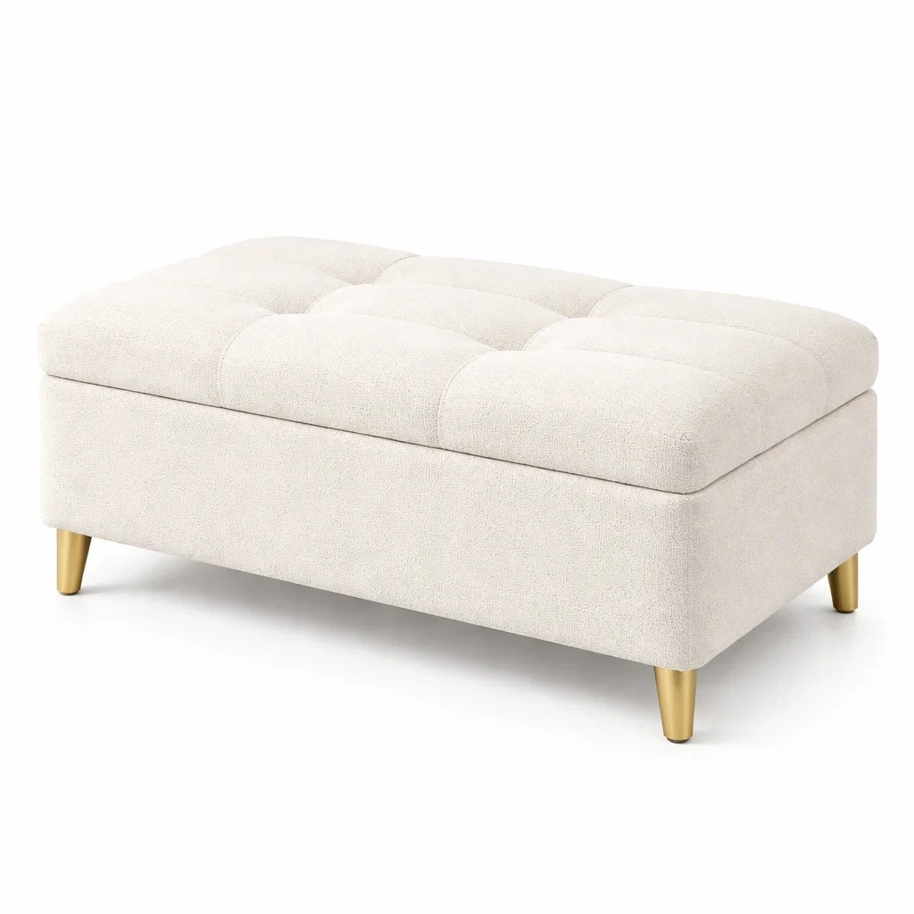 Truhenbank MDF Polyester Weiß mit Stauraum