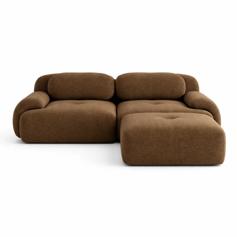 Canapé modulaire en forme de L avec méridienne, tissu doux pour salon, 2 places