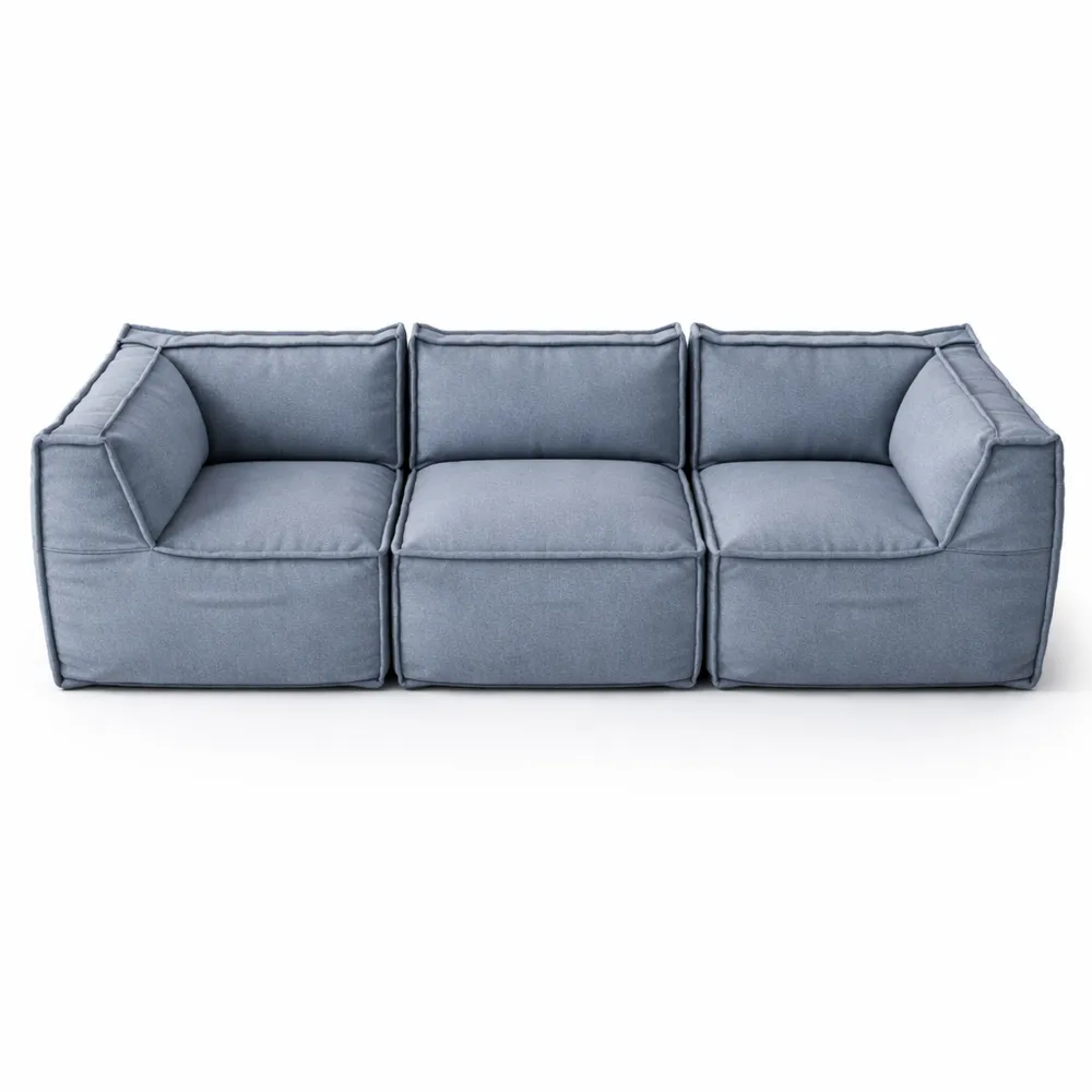 Canapé modulable 3 places en mousse haute densité, confort optimal, couleur gris foncé