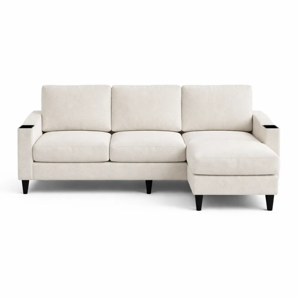 Canapé d'Angle Moderne 4 Places avec Pouf et Accoudoirs