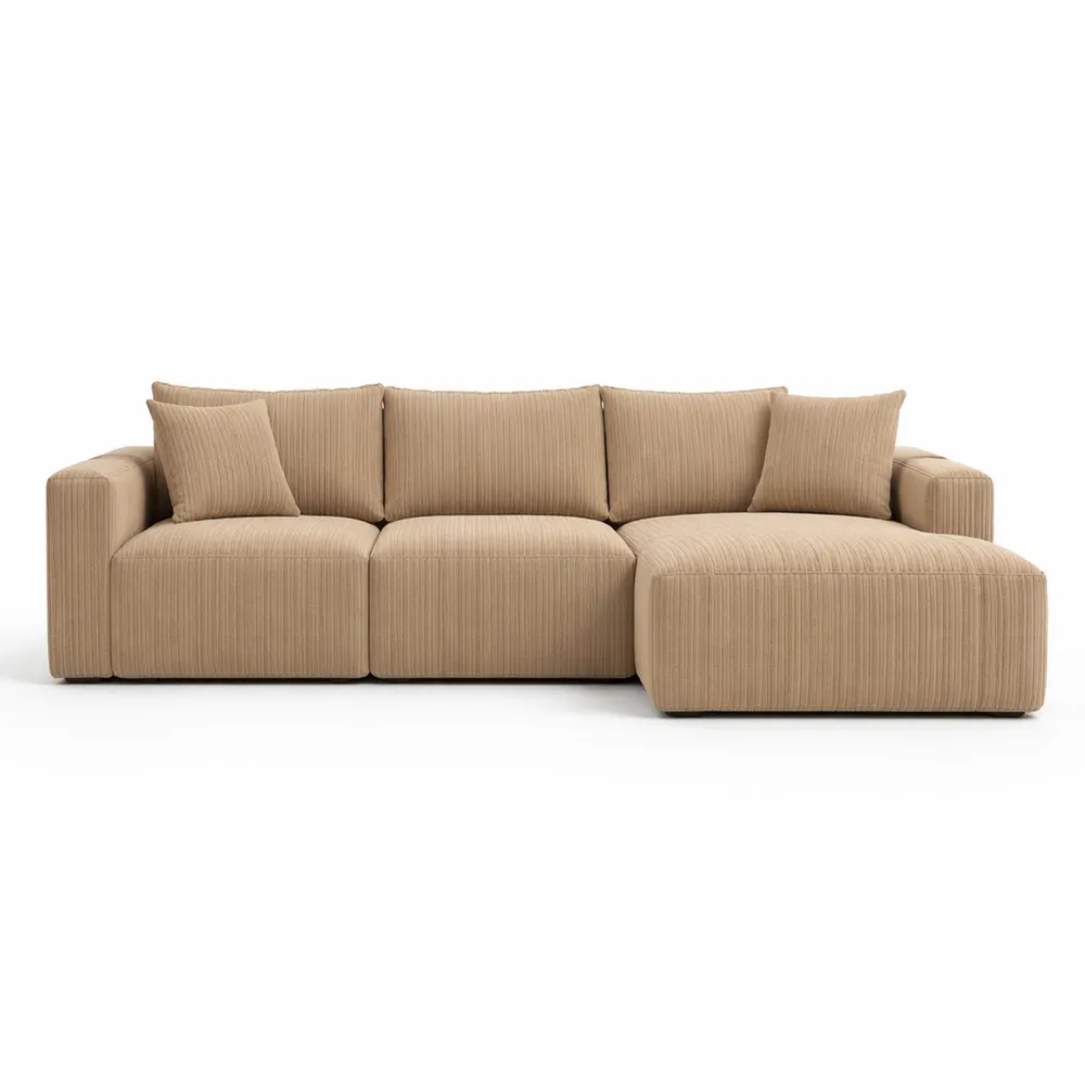 Canapé Velours Côtelé 3 Places avec Coussins Confortables