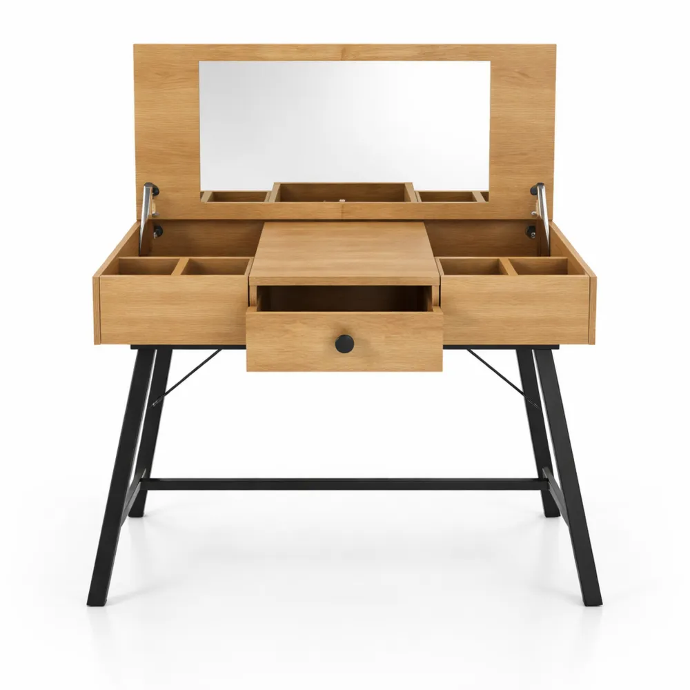 Coiffeuse avec Miroir et Rangement, Station de Charge Intégrée