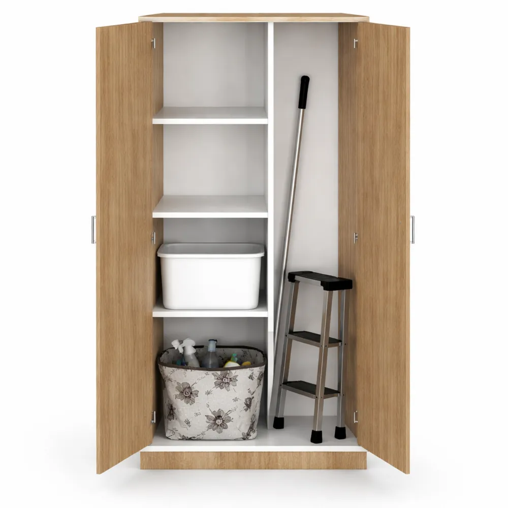 Armoire polyvalente 2 portes avec étagère réglable et 4 compartiments, 180x80x35 cm, chêne cambrian