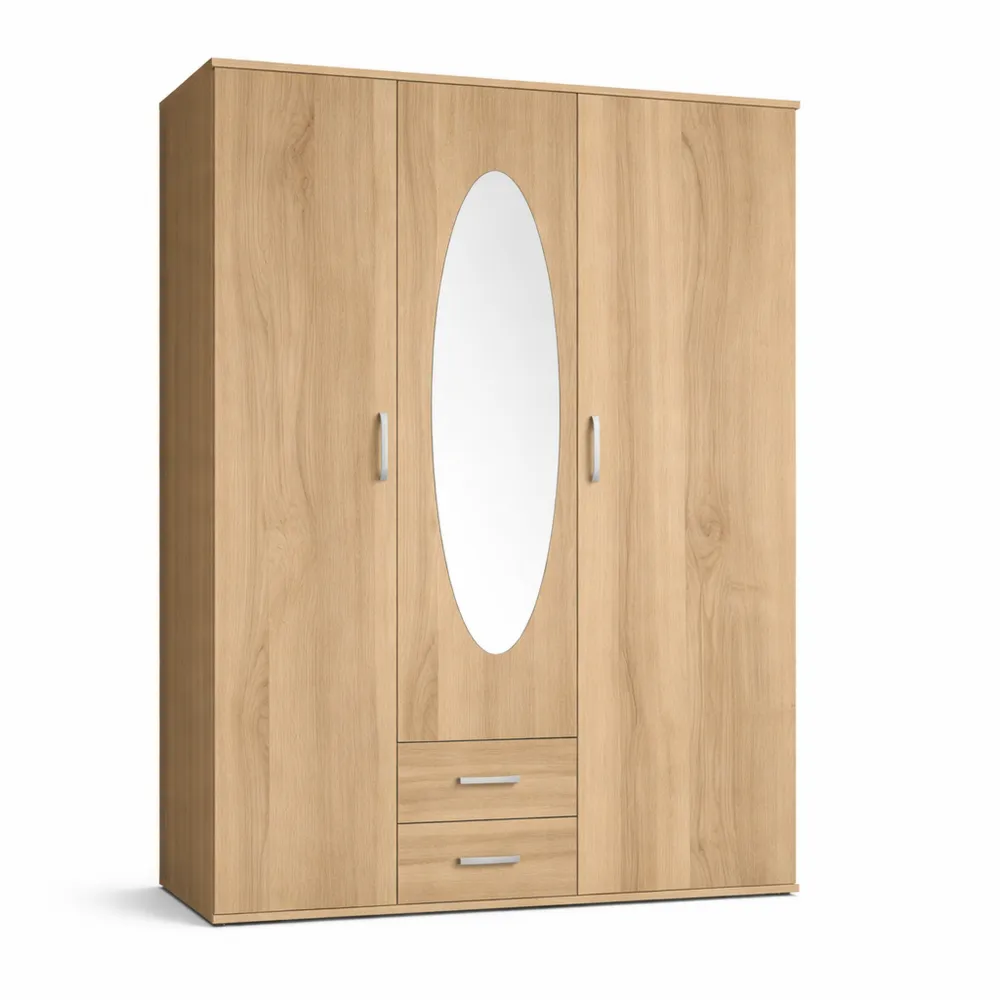 Armoire élégante 3 portes avec espace de rangement et miroir